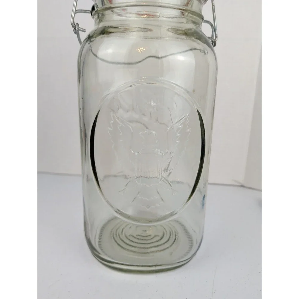 Vtg 1 Gallon BALL Ideal Canning Jar w/Eagle Emblem Lid - Wire Bail - 12”